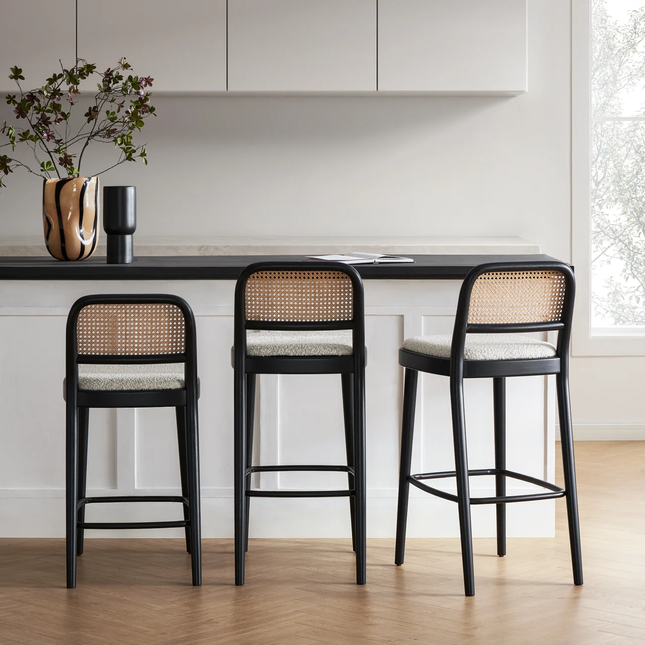 Buy Edith Cane Bar Stool in Black Eyedea Living